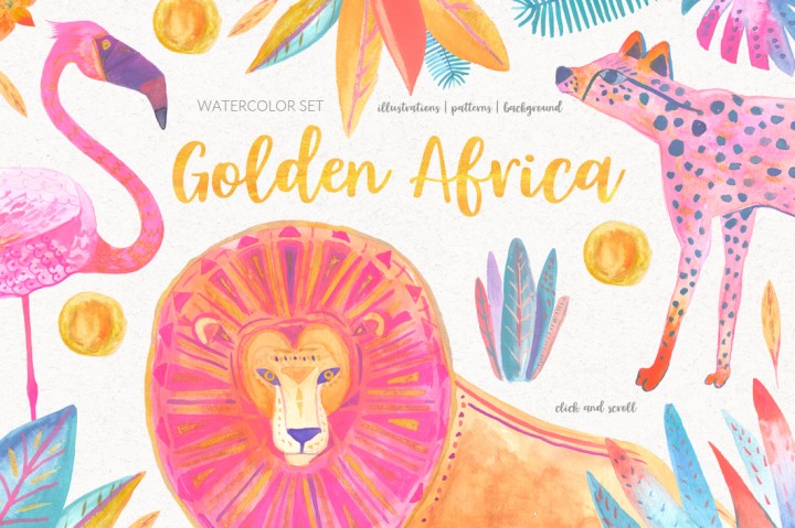 720x479 Golden Africa Watercolor Set By Bibela
