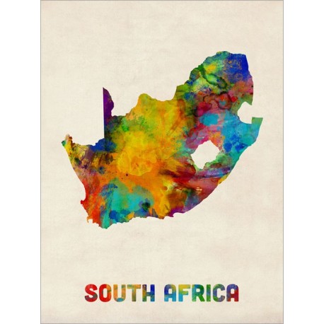 458x458 South Africa Watercolor Map Art Canvas Print