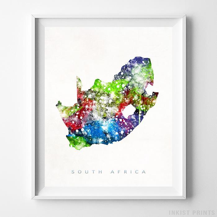 699x699 South Africa Watercolor Map Print