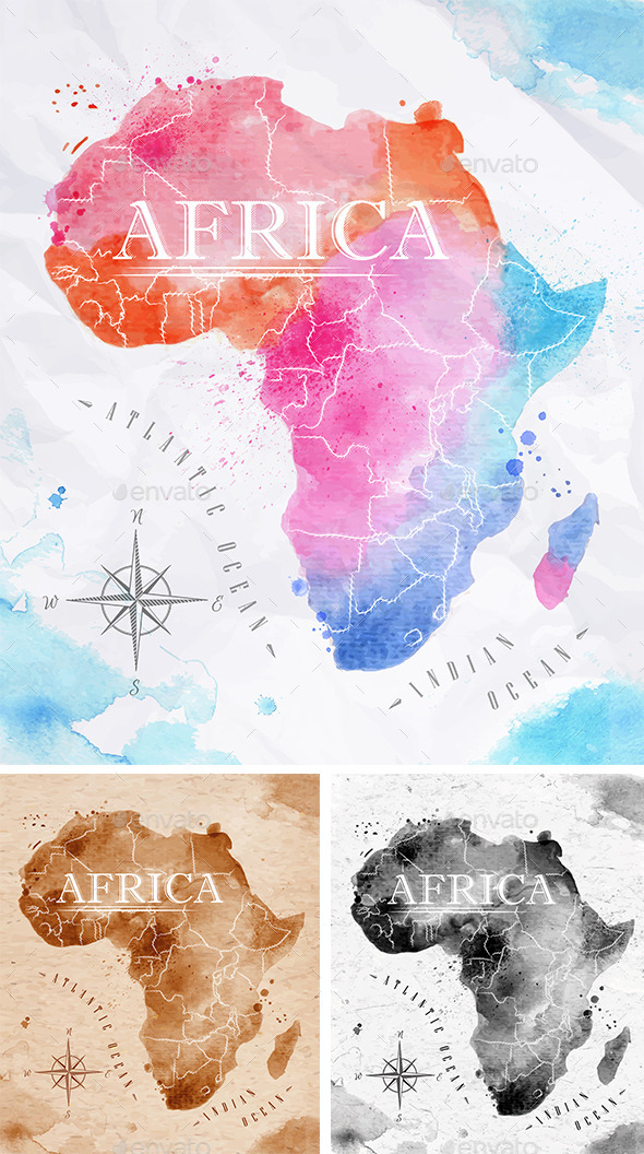590x1056 Watercolor Map Africa By Anna42f Graphicriver