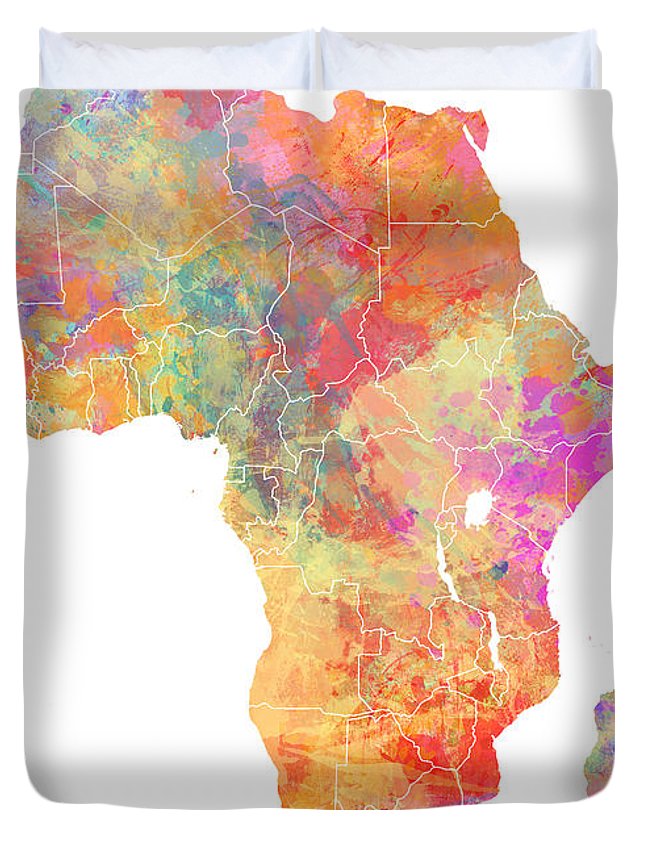 645x853 Africa Watercolor Map Duvet Cover For Sale By Justyna Jbjart