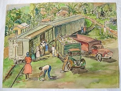 400x302 Vintage African American Watercolor Painting