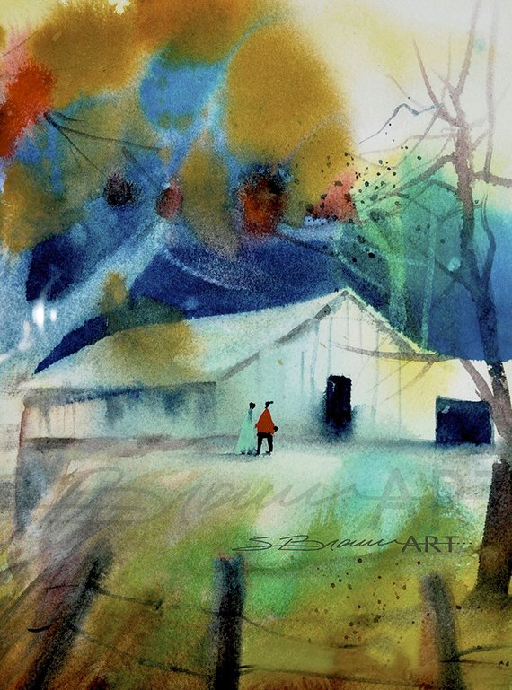 570x769 Barn Outing Watercolor Painting African American Art Etsy