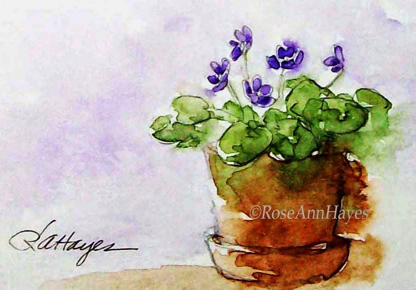 834x581 Watercolor Paintings By Roseann Hayes African Violets Watercolor