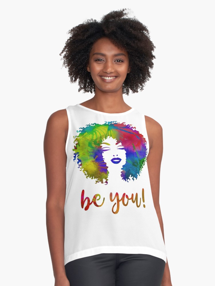 750x1000 Watercolor Afro Hair Woman Be You! Contrast Tank By Cheriesart