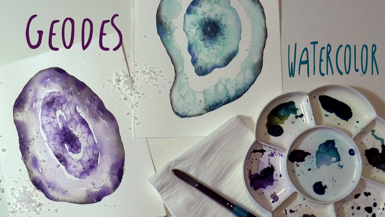1280x720 How To Paint Agate (Geodes) With Watercolor And Salt Art Tv By