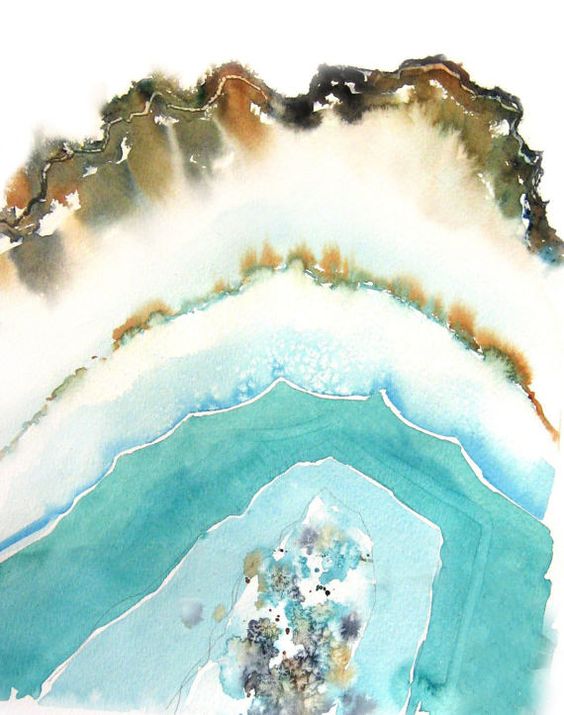 564x715 Agate Watercolor Artwork Abstract Bohemian Earth Charm