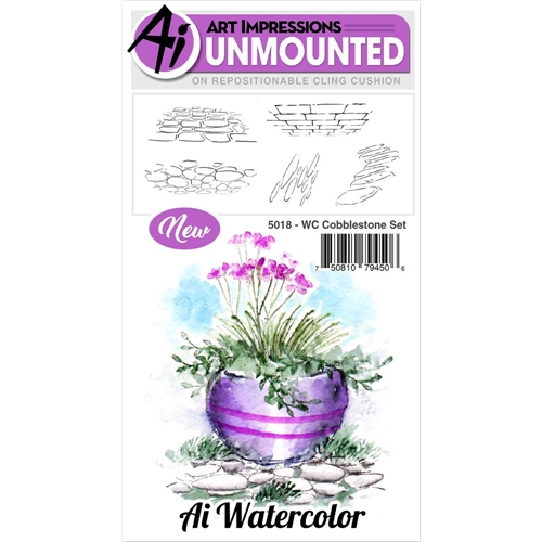 500x500 Art Impressions Cobblestone Set Watercolor Cling Rubber Stamps