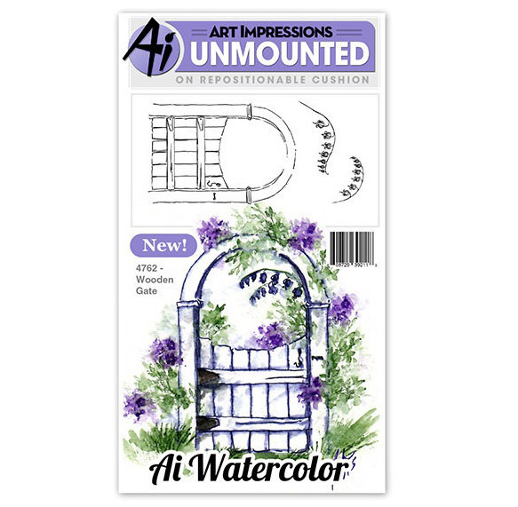583x571 Art Impressions Watercolor Minis Wooden Gate Stamp Set