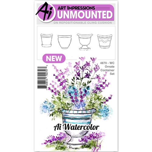 500x500 Art Impressions Watercolor Ornate Container Set Cling Rubber