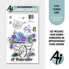 225x225 Flower Cart Watercolor Unmounted Rubber Stamp Set Art Impressions
