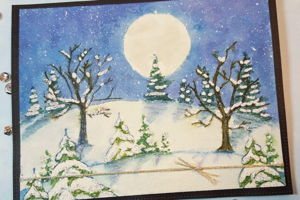 600x400 Snowy Hillside With Art Impressions Watercolor Trees Amp Marvy