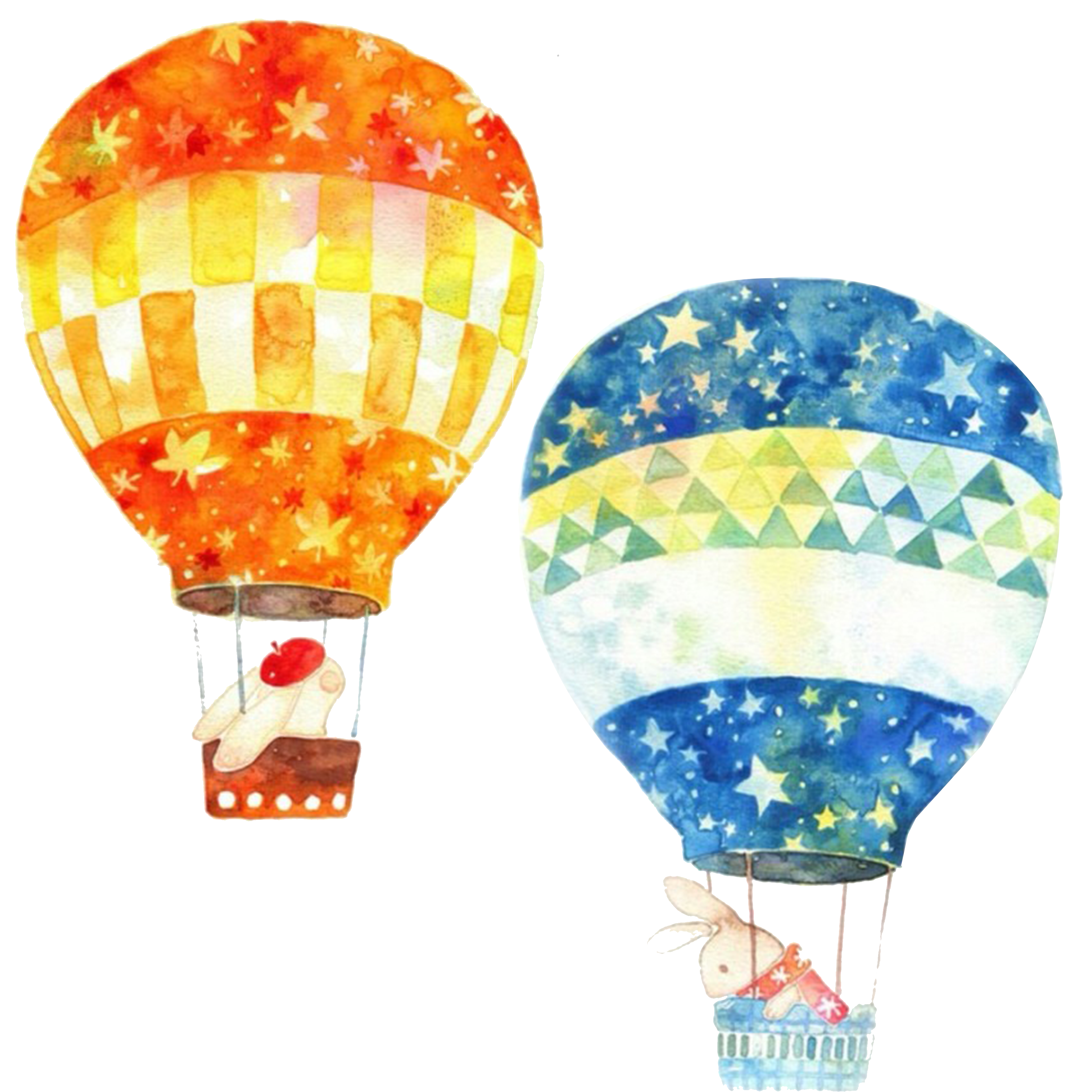 3543x3543 Hot Air Balloon Watercolor Painting