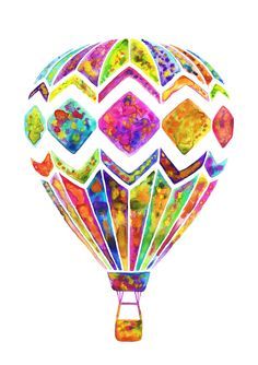 236x334 Jasmin Hot Air Balloon Watercolor Illustration Drawings