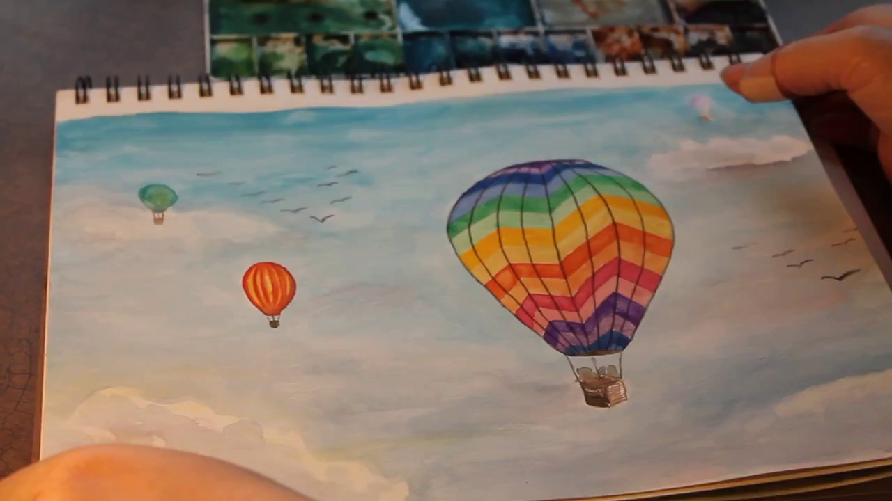 1280x720 Watercolor Hot Air Balloon For Beginners