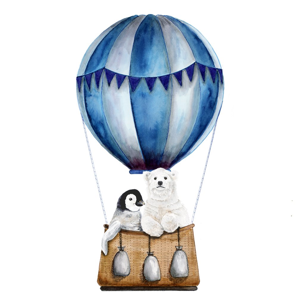1024x1024 Blue Hot Air Balloon Painting