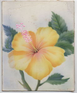 247x300 Old Watercolor Or Airbrush Painting Of Flower By Tip Freeman Art