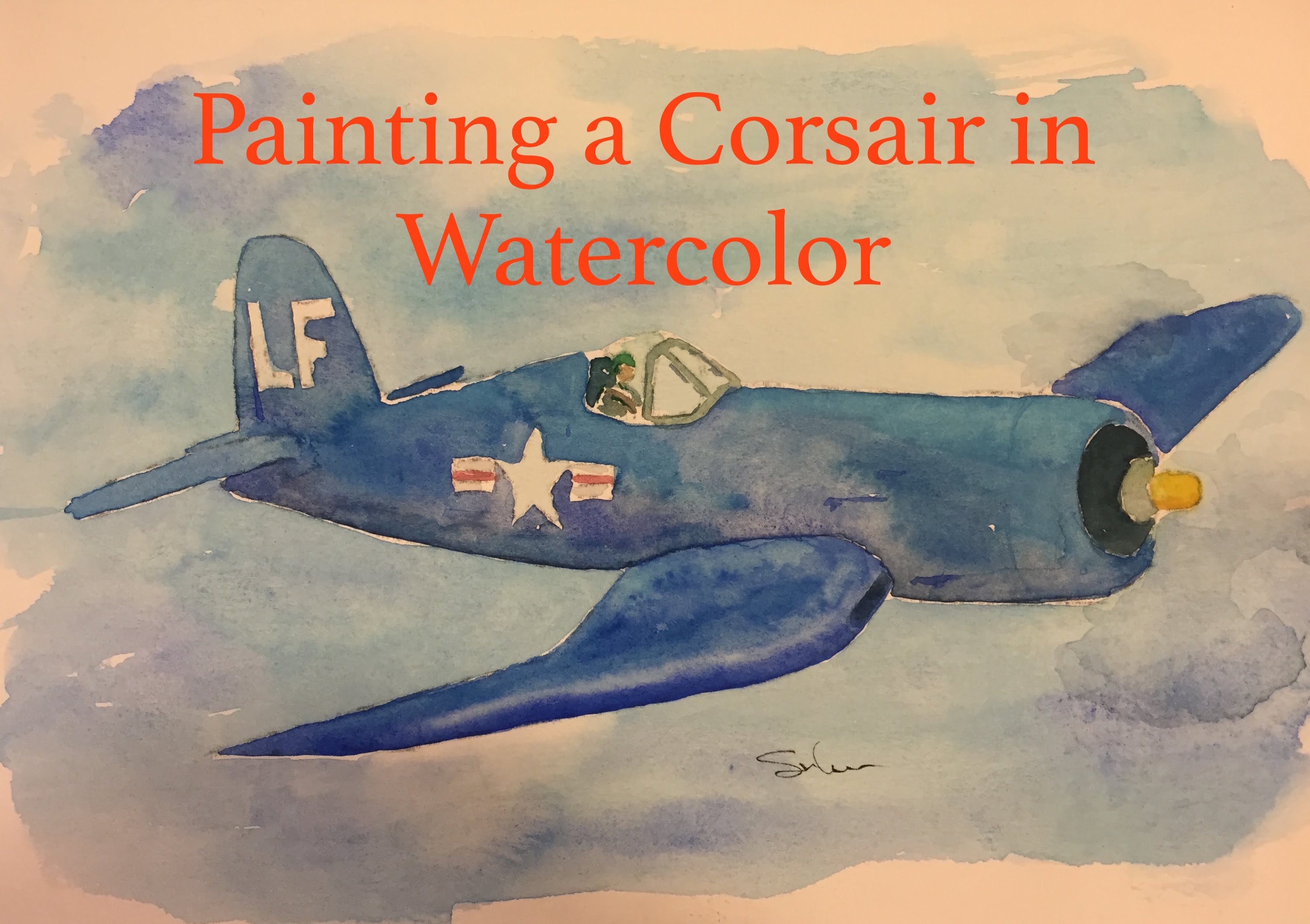 3000x2116 How To Paint A Navy Corsair In Watercolour Watercolor Airplane