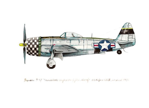 570x412 P 47 Thunderbolt Airplane Watercolor Print 8x10 Etsy