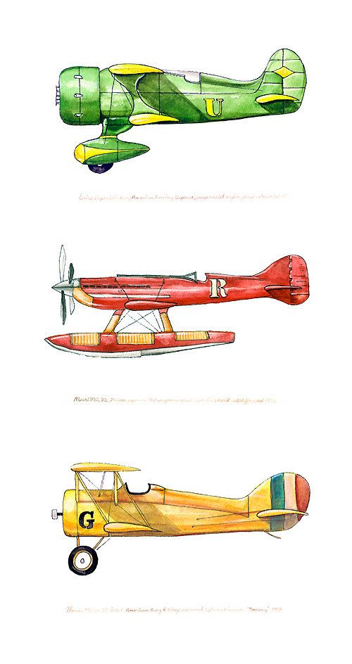 500x944 Thomas Morse S 4 Scout Vintage Airplane Watercolor Print, 8x10