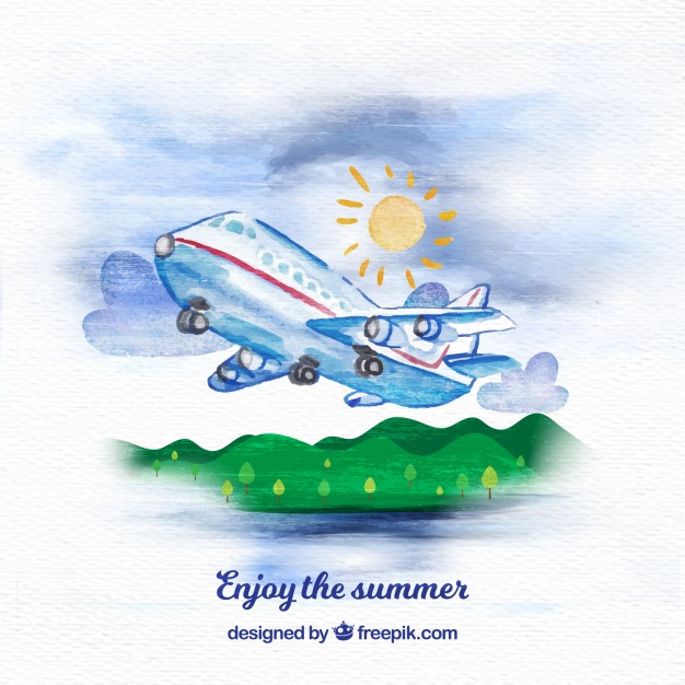 626x626 Watercolor Airplane Background Vector Free Download