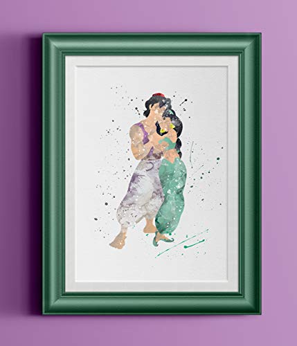 429x500 Aladdin Jasmine Watercolor Home Print Handmade