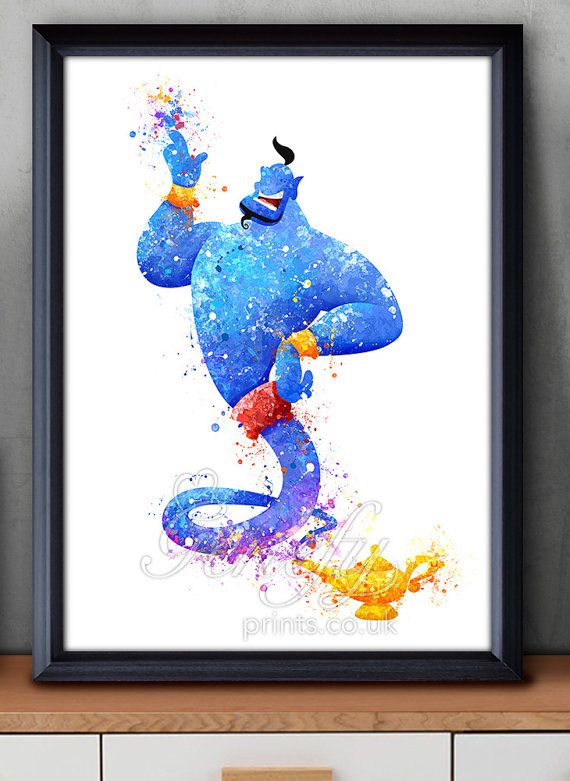 570x781 Disney Genie Aladdin Watercolor Art Poster Print By Genefyprints