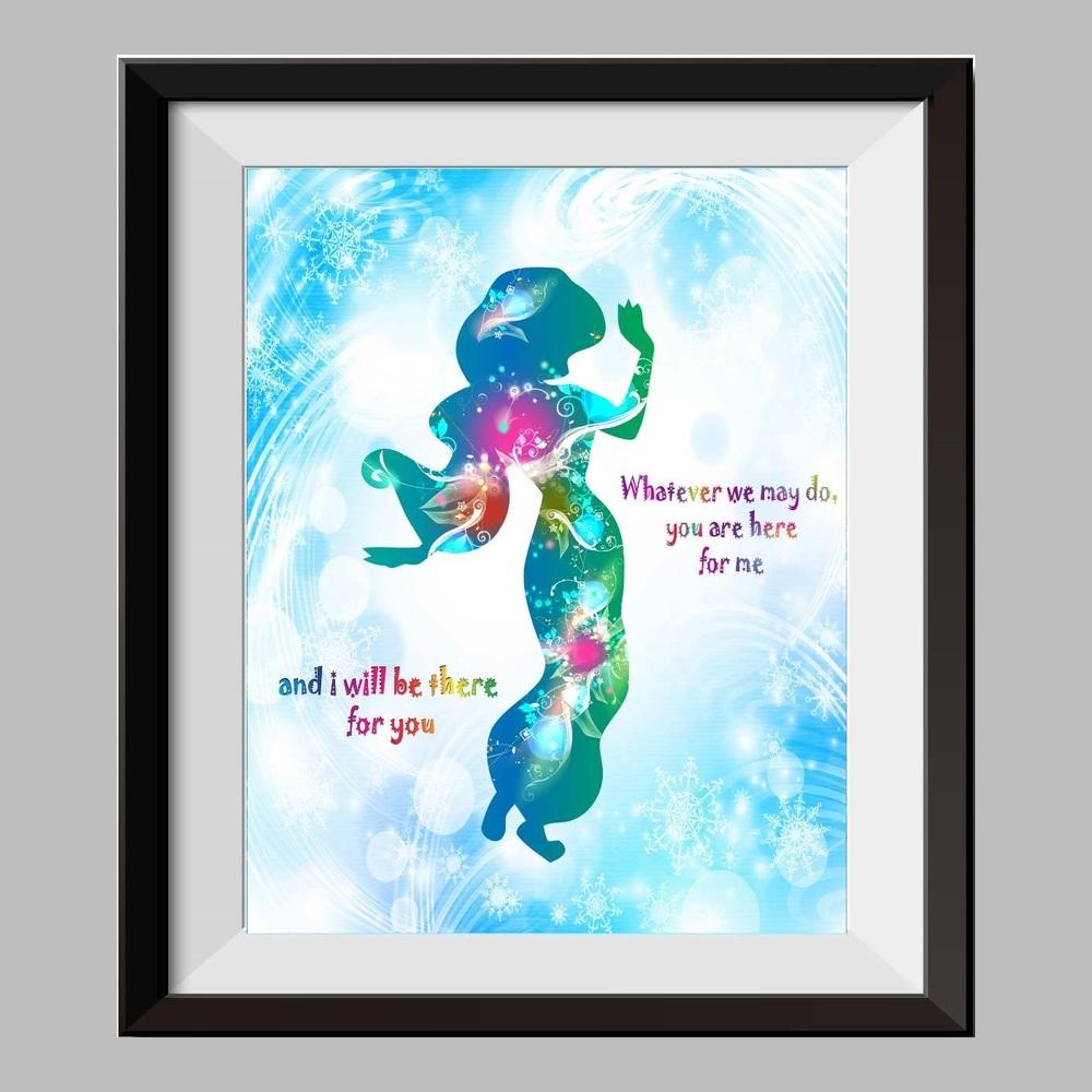 1000x1000 Princess Jasmine And Aladdin Watercolor Print Nursery Decor
