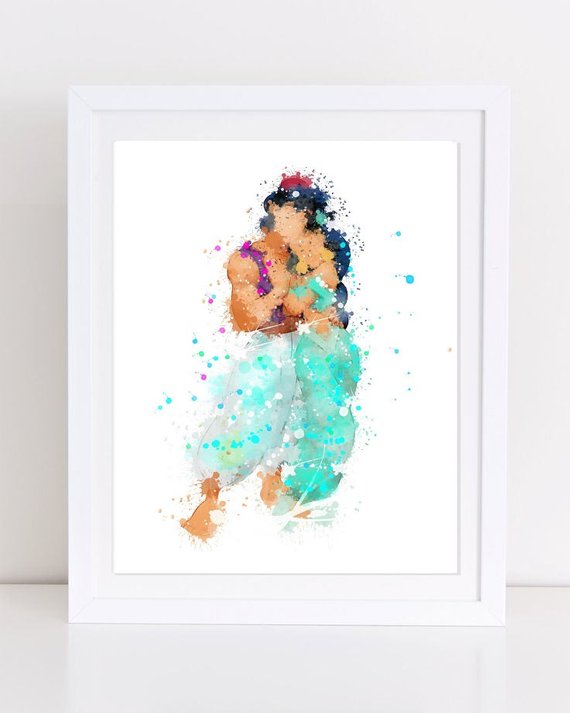 570x713 Disney Watercolor Aladdin Print Aladdin Watercolor