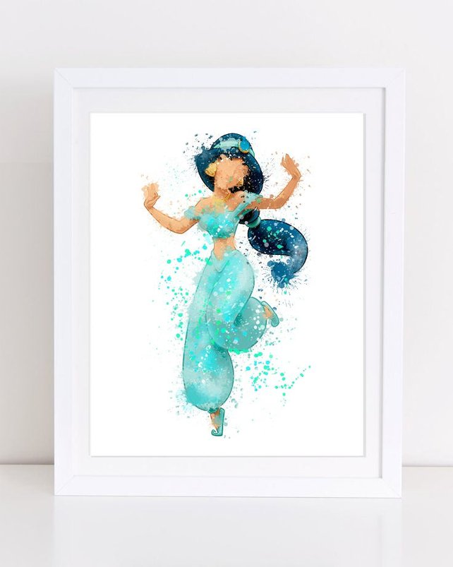 642x803 Disney Watercolor Watercolor Disney Jasmine Print Aladdin Etsy