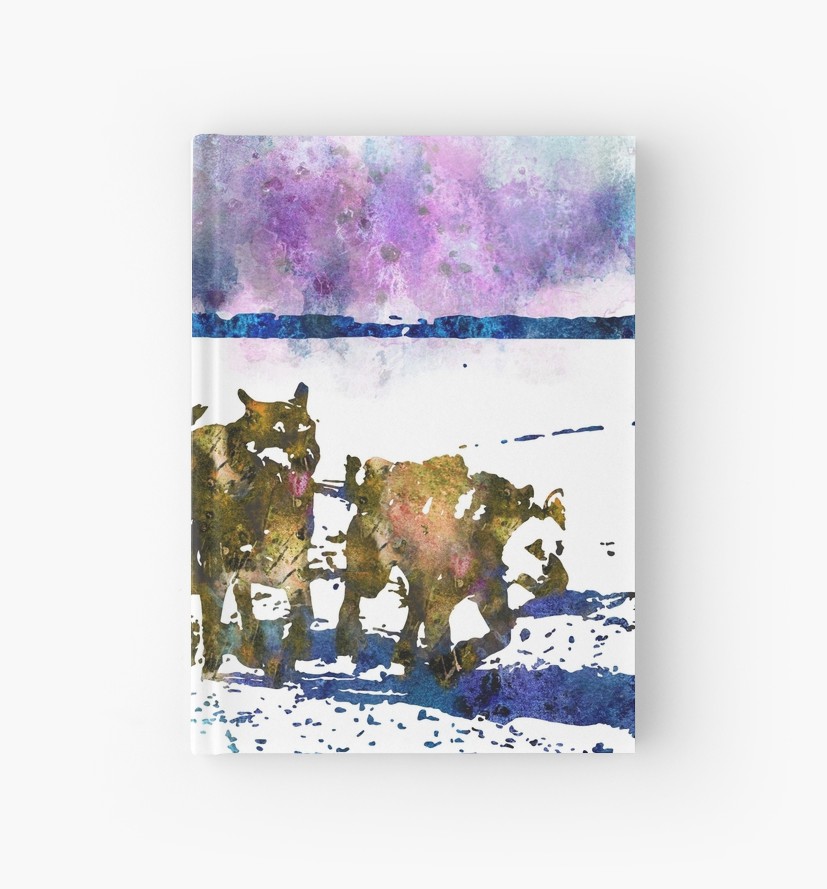 827x889 A Sled Dog Team, Alaska, Watercolor Alaska, Watercolor Sled Dog