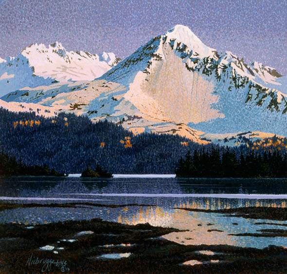 590x564 Sold Alaska Snow Covered Mountains Painting
