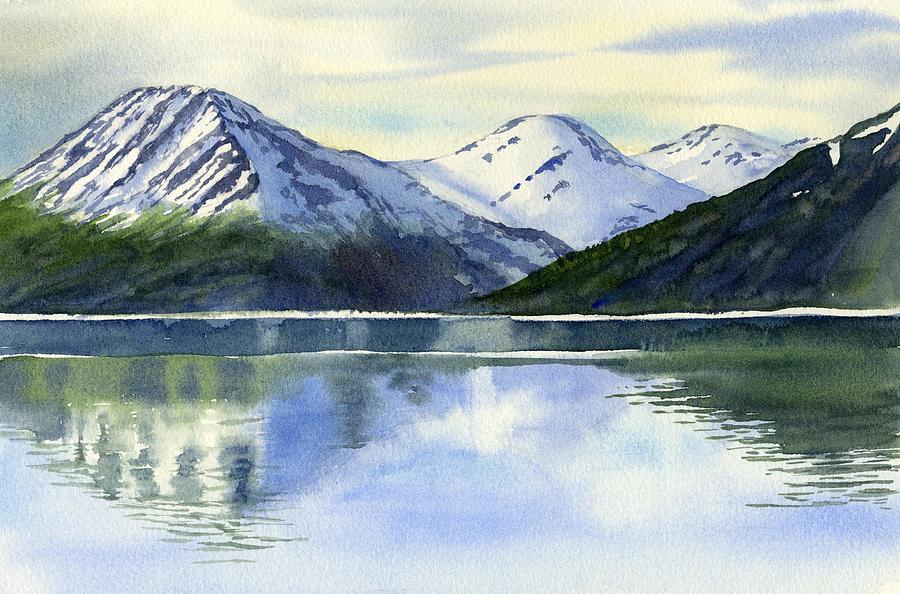 900x594 Alaska Mountain Reflections Painting By Sharon Freeman