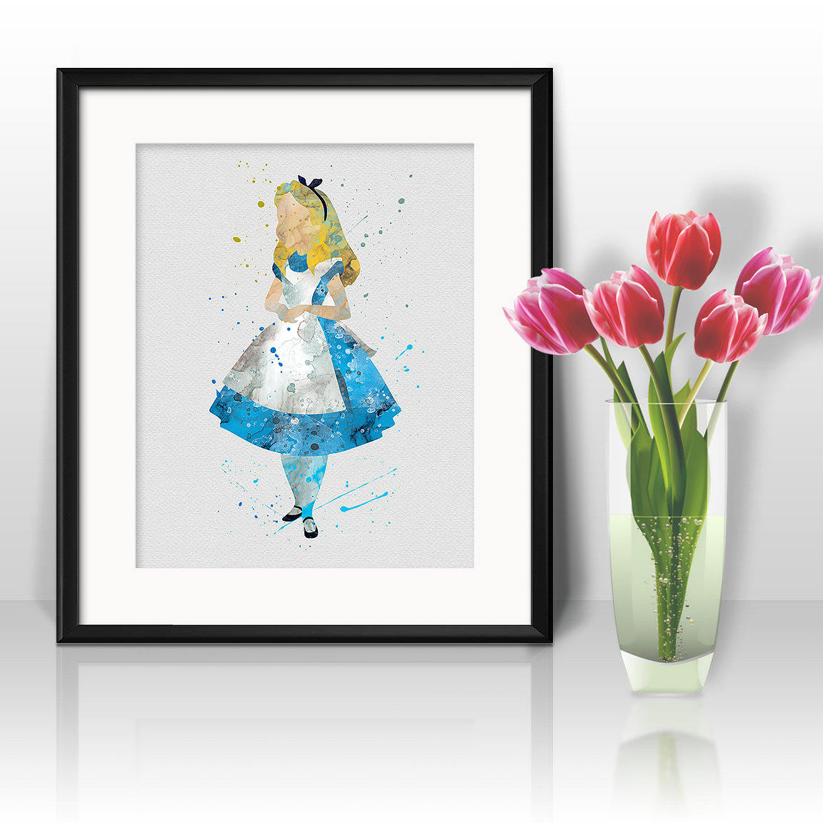 1152x1152 Alice In Wonderland Watercolor Print, Alice In Wonderland Painting