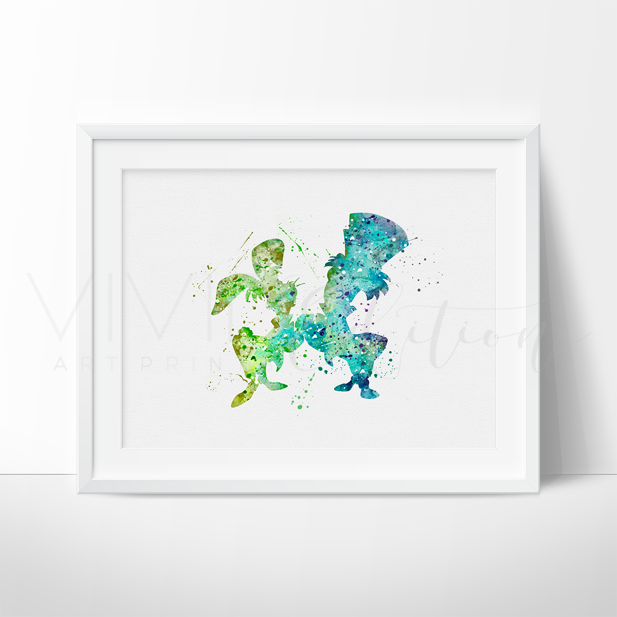 1200x1200 Hatter And March, Alice In Wonderland Watercolor Art