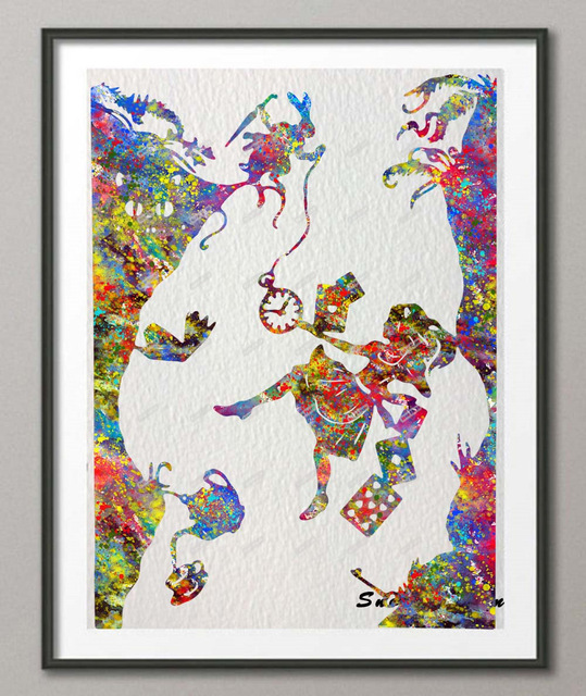 539x640 Original Watercolor Alice In Wonderland Down The Rabbit Hole