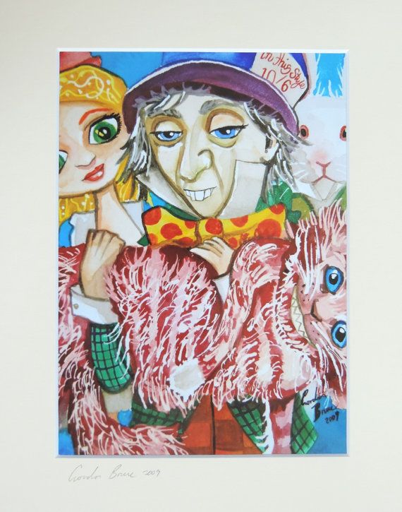 570x725 Alice In Wonderland Watercolour Mounted Print With The Mad Hatter