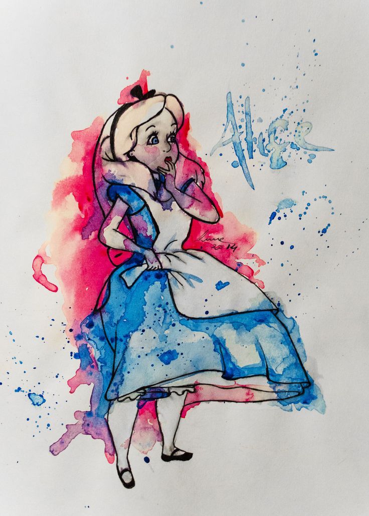 736x1030 Alice In Wonderland Watercolor Tattoo Tattoos
