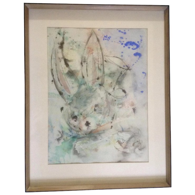 740x740 Bunny Rabbit Surrealism Alice In Wonderland Mixed Media Watercolor