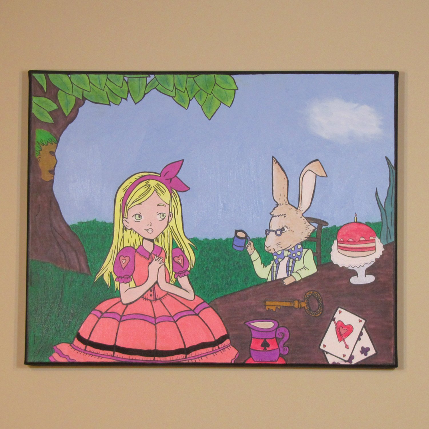 1501x1500 Alice In Wonderland Meets The Rabbit Original Painting