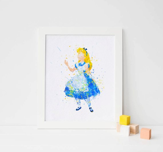 570x533 Alice Print, Alice In Wonderland Watercolor Disney