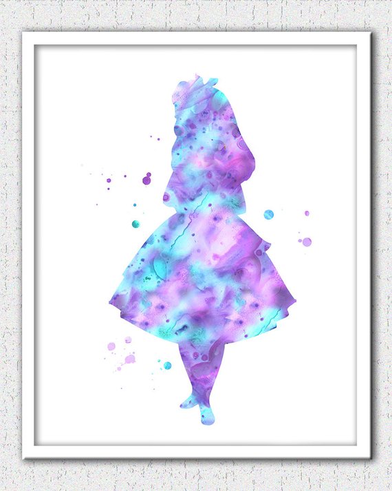570x713 Purple Aqua Alice In Wonderland Print Alice Watercolor Alice Etsy