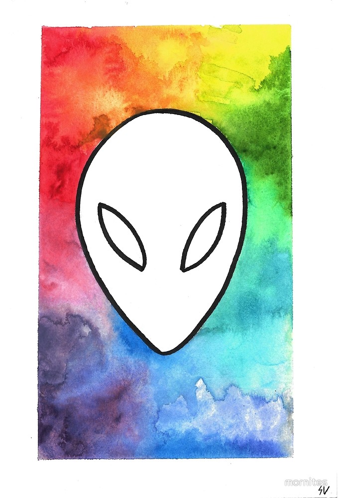 679x1000 Alien Watercolor By Mornites Redbubble