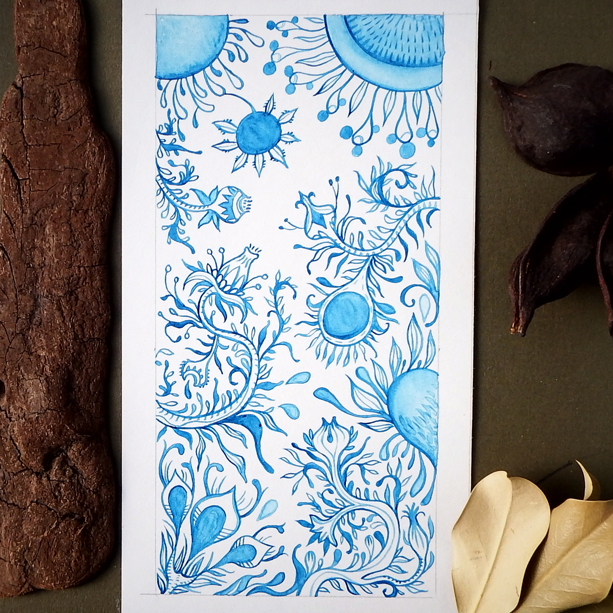 1200x1200 Alien Garden Original Watercolor Drawing My Gypsy Store