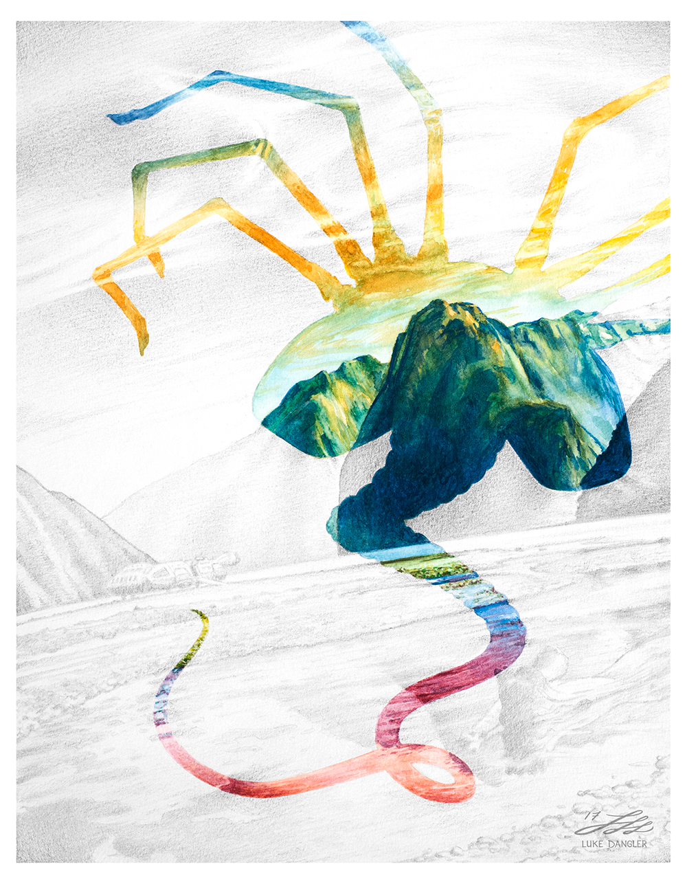 1000x1286 Alien Paradise, Watercolor Amp Pencil, 11 X 14 Art