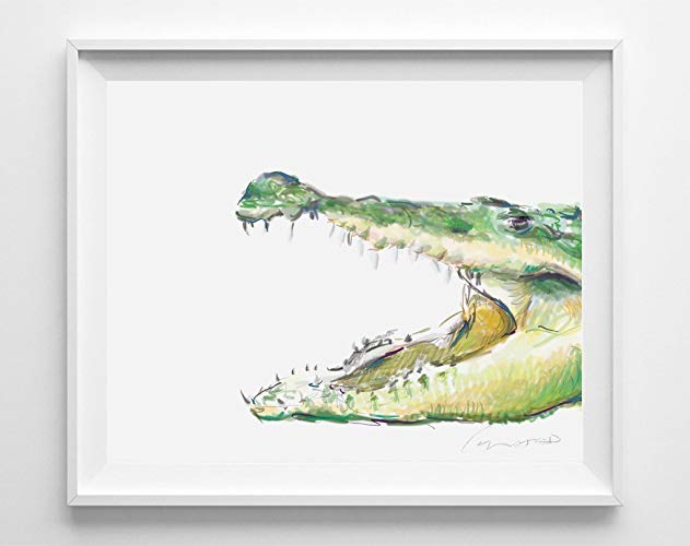 631x500 Alligator Watercolor Painting Handmade