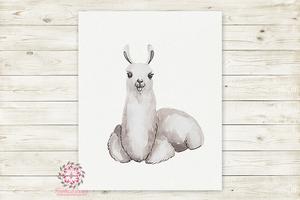 300x200 Llama Alpaca Watercolor Baby Nursery Wall Art Print Kids Room