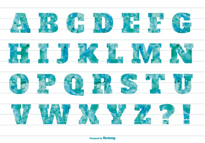 700x490 Blue Watercolor Textured Alphabet
