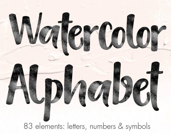570x447 Buy 3 Pay For 2 Watercolor Alphabet Clipart Black Watercolor Etsy