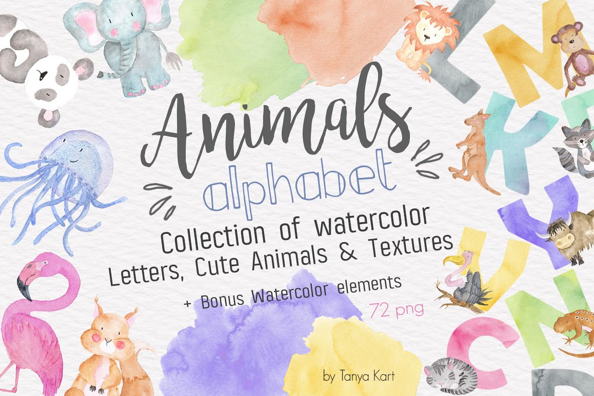 1158x772 Animals Alphabet Watercolor Kit